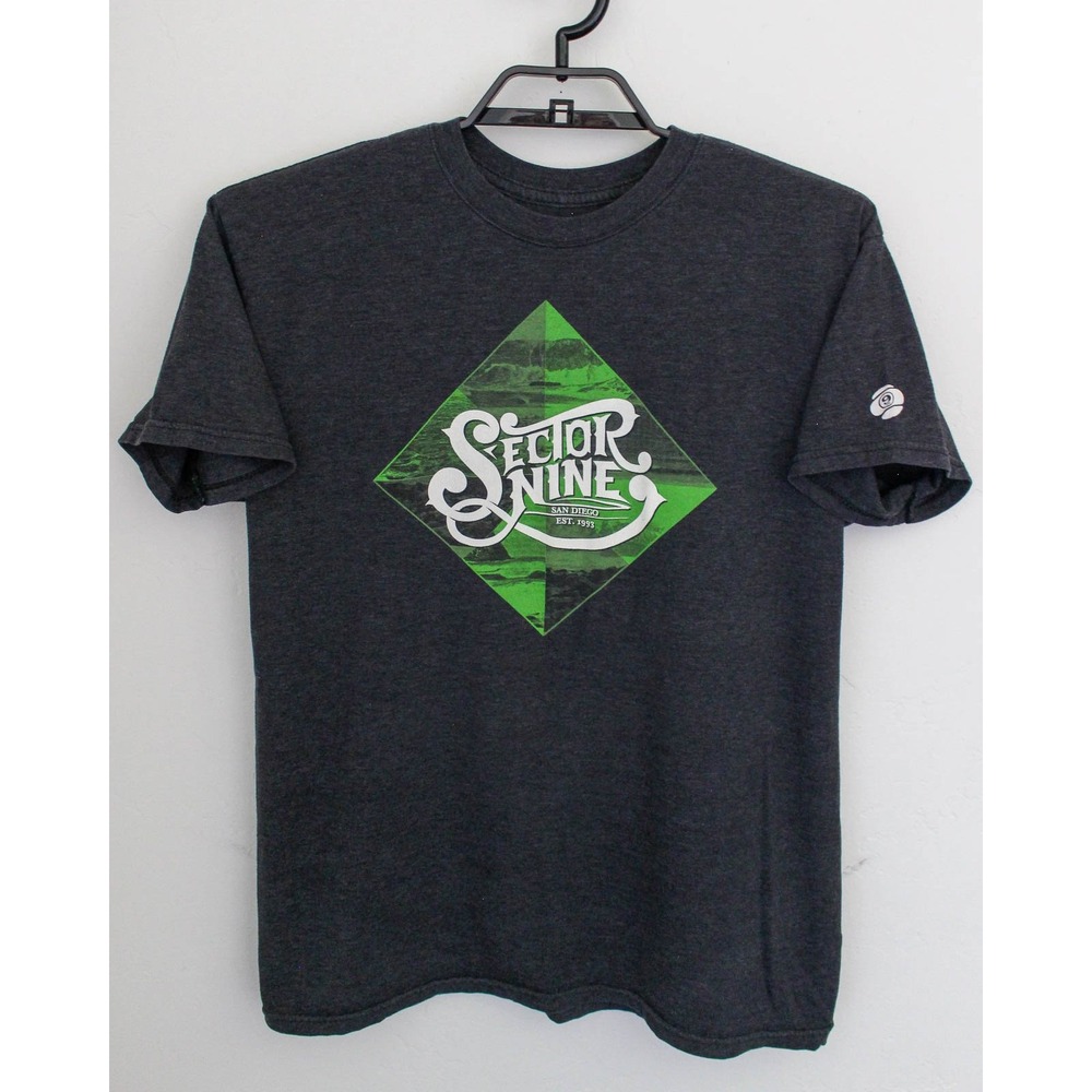 Sector 9 Graphic T-Shirt Large Gray Green Skateboards San Diego Short Sleeve